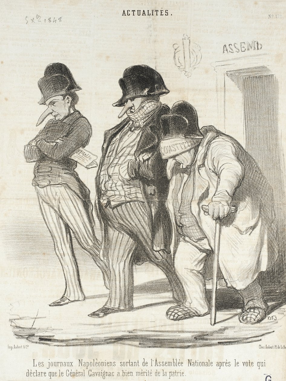 De napoleonska tidningarna lämnar nationalförsamlingen efter omröstningen ... av Honoré Daumier