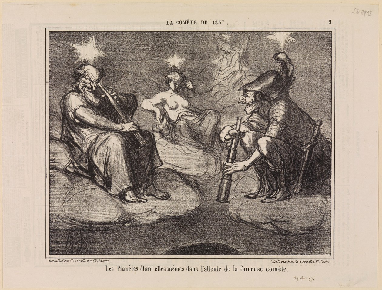 Planeterna själva väntar på den berömda kometen (Kometen från 1857, plansch 9) av Honoré Daumier