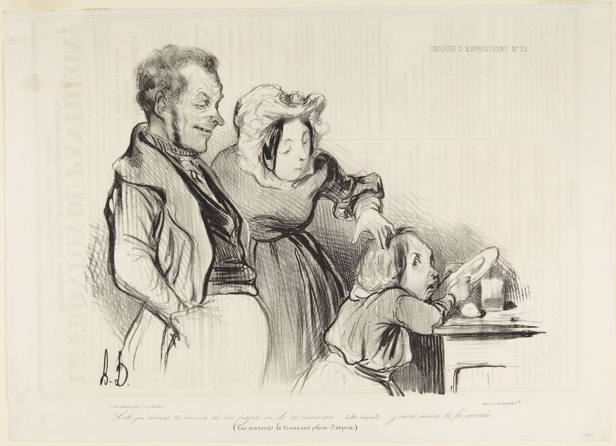 Lolo, vem tycker du bäst om, din pappa eller din mamma ... av Honoré Daumier