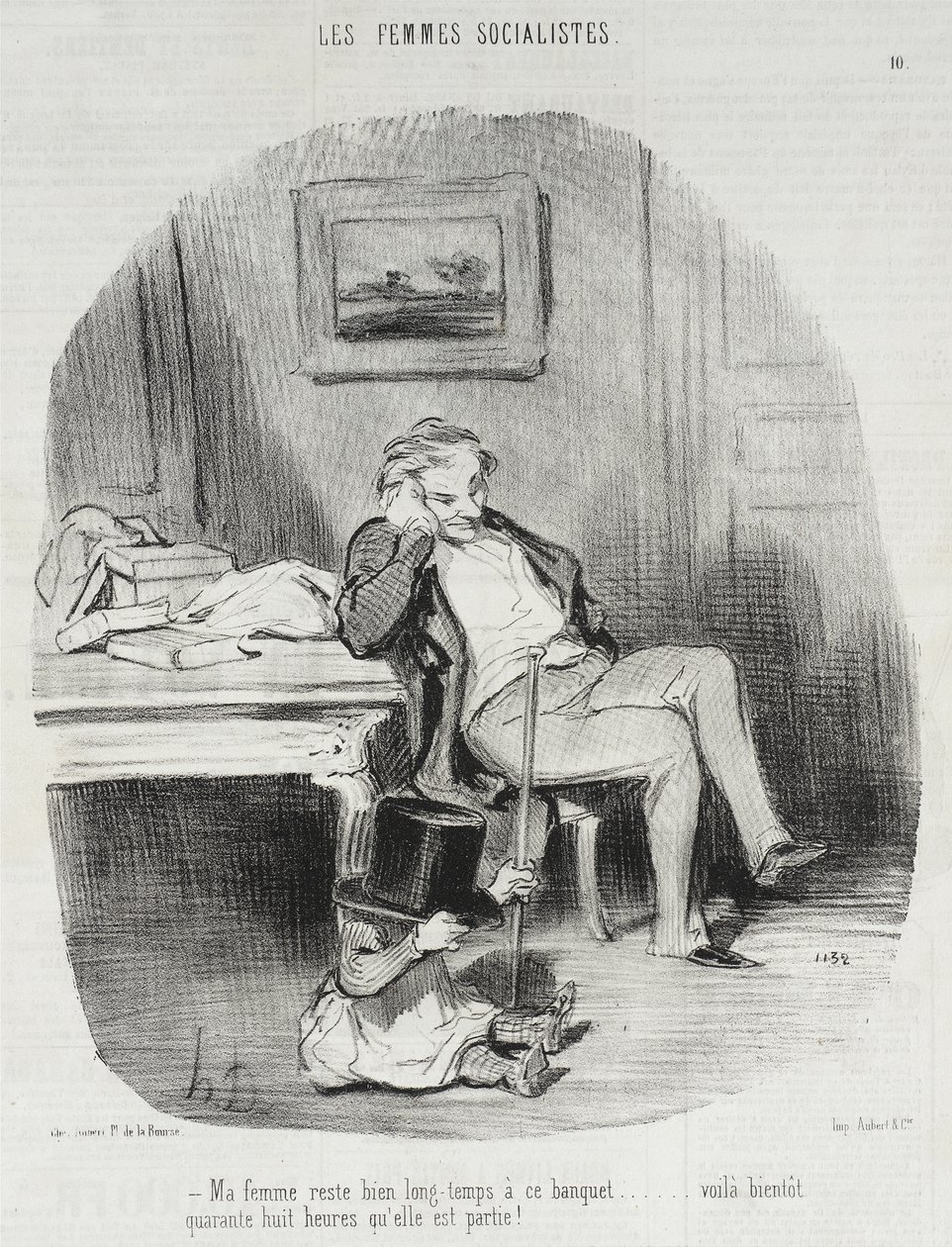 Min fru stannar mycket länge vid denna bankett... av Honoré Daumier