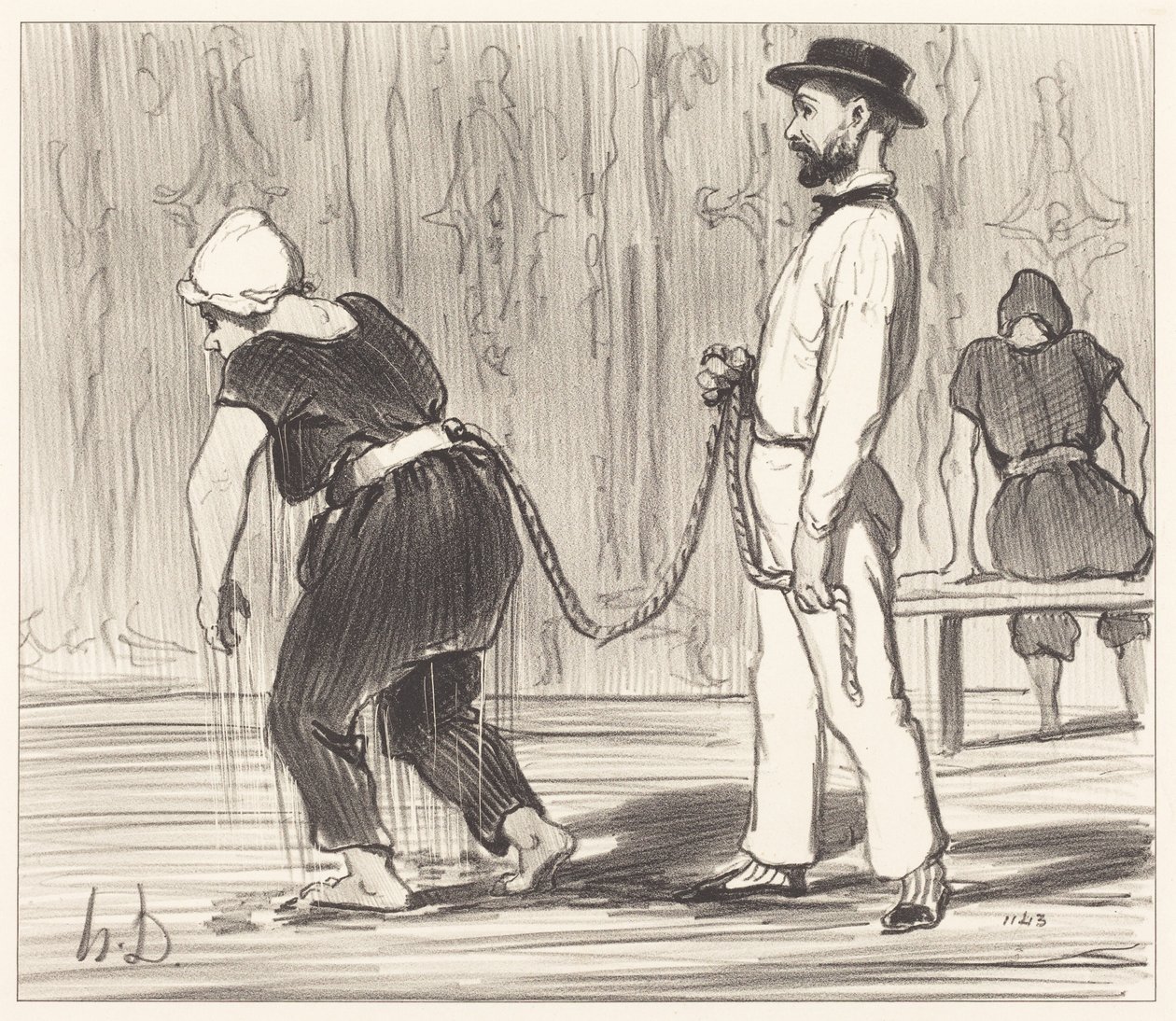 Madame Rabourdeau har sin första lektion av Honoré Daumier