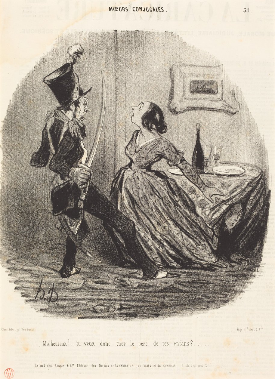 Olycklige! Vill du alltså döda dina barns far? av Honoré Daumier