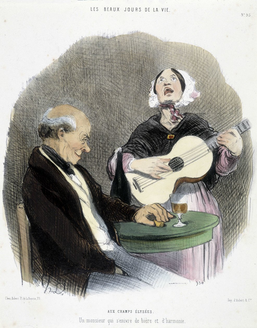 Man som dricker i sällskap med en sångare - i "Les Beaux Days de la vie"" av Honoré Daumier av Honoré Daumier