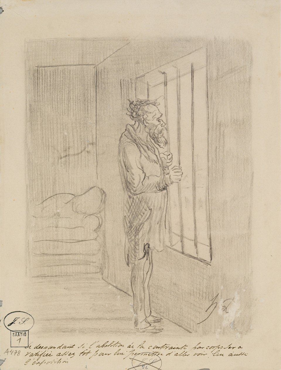 Man bakom lås och bom av Honoré Daumier