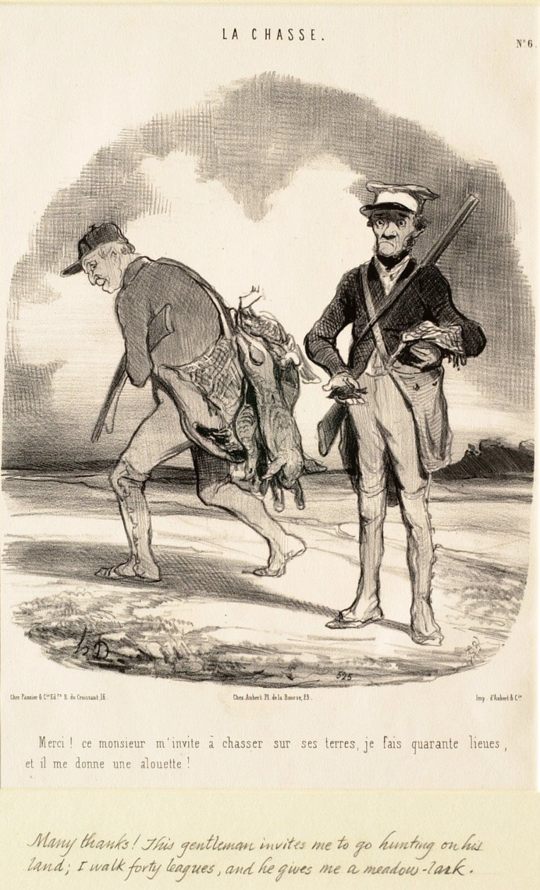 Många tack! Denne herre bjuder in mig till jakt av Honoré Daumier