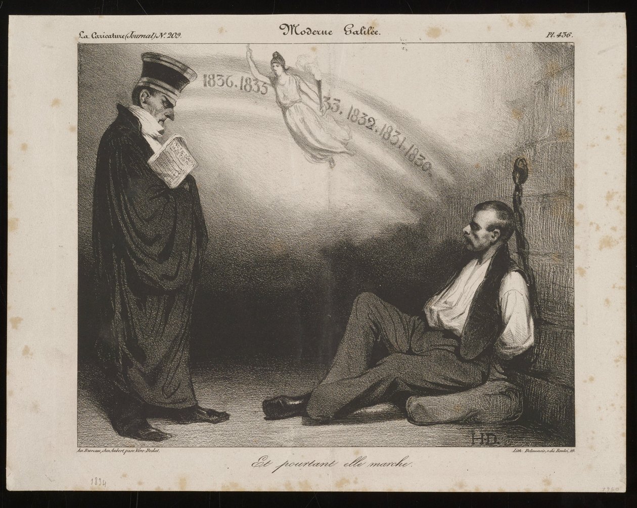 Moderne Galilei, Och ändå fungerar det (ur La Caricature) av Honoré Daumier