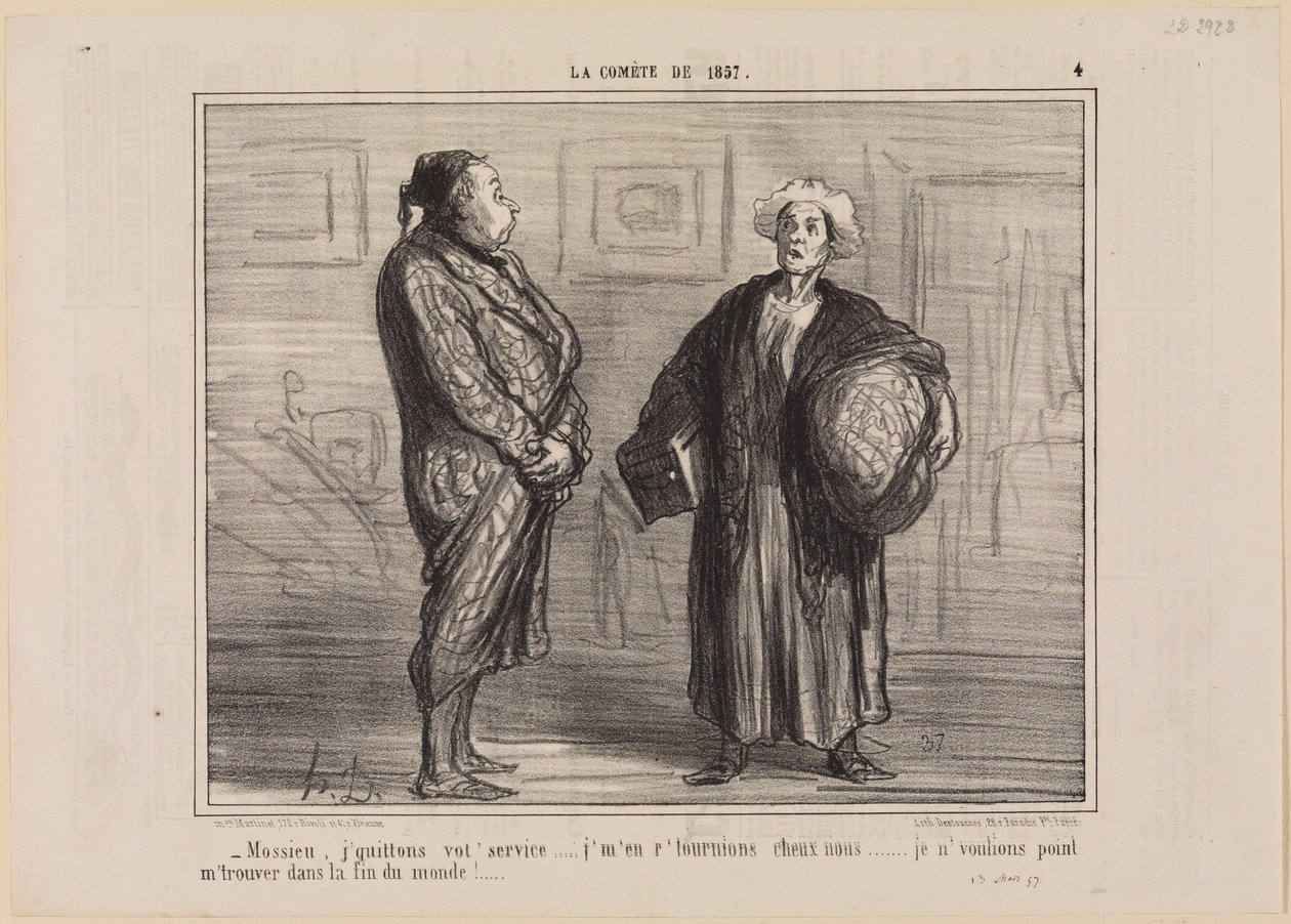 Min herre, vi lämnar er tjänst... (Kometen från 1857, blad 4) av Honoré Daumier