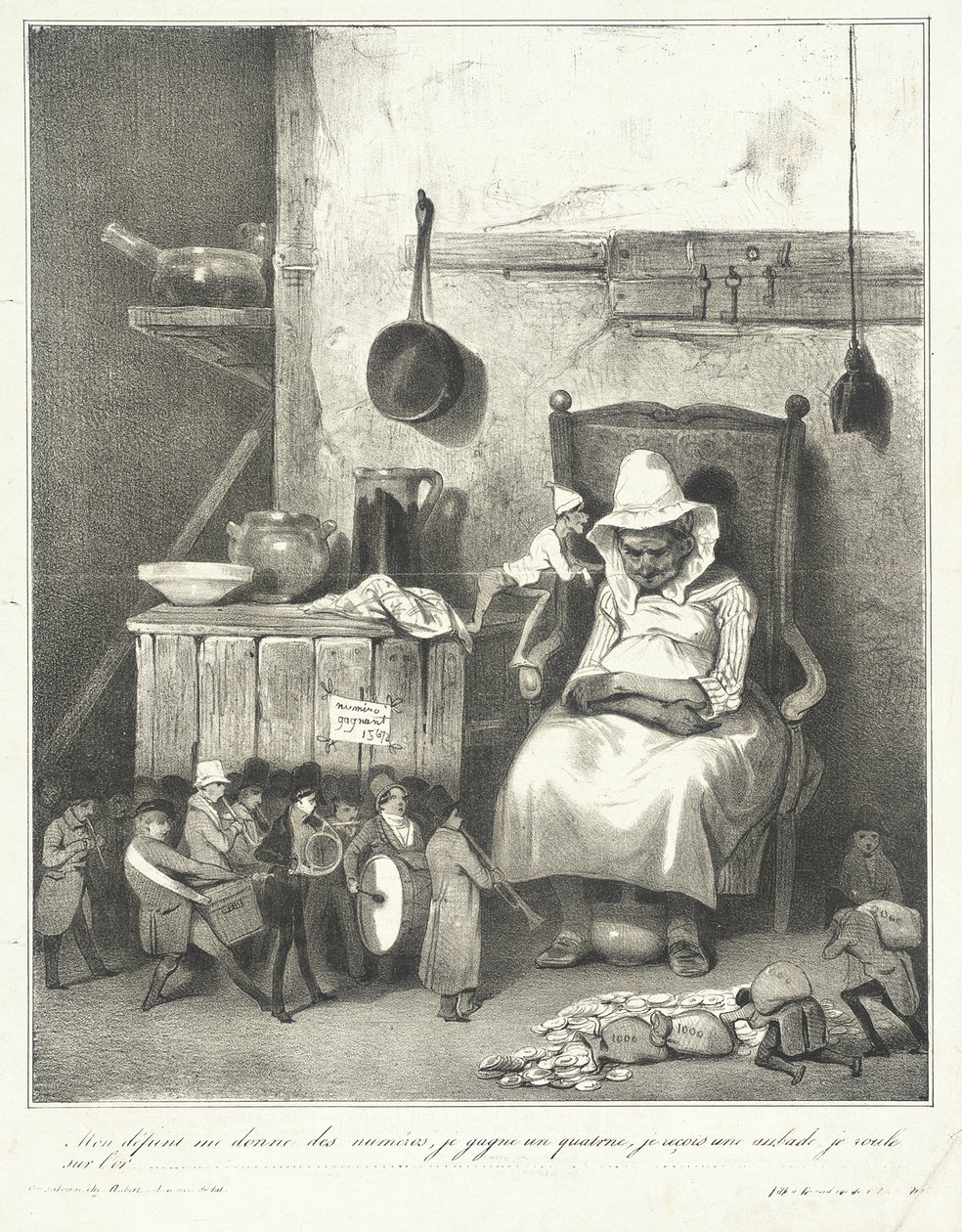 Min avlidne ger mig nummer... av Honoré Daumier