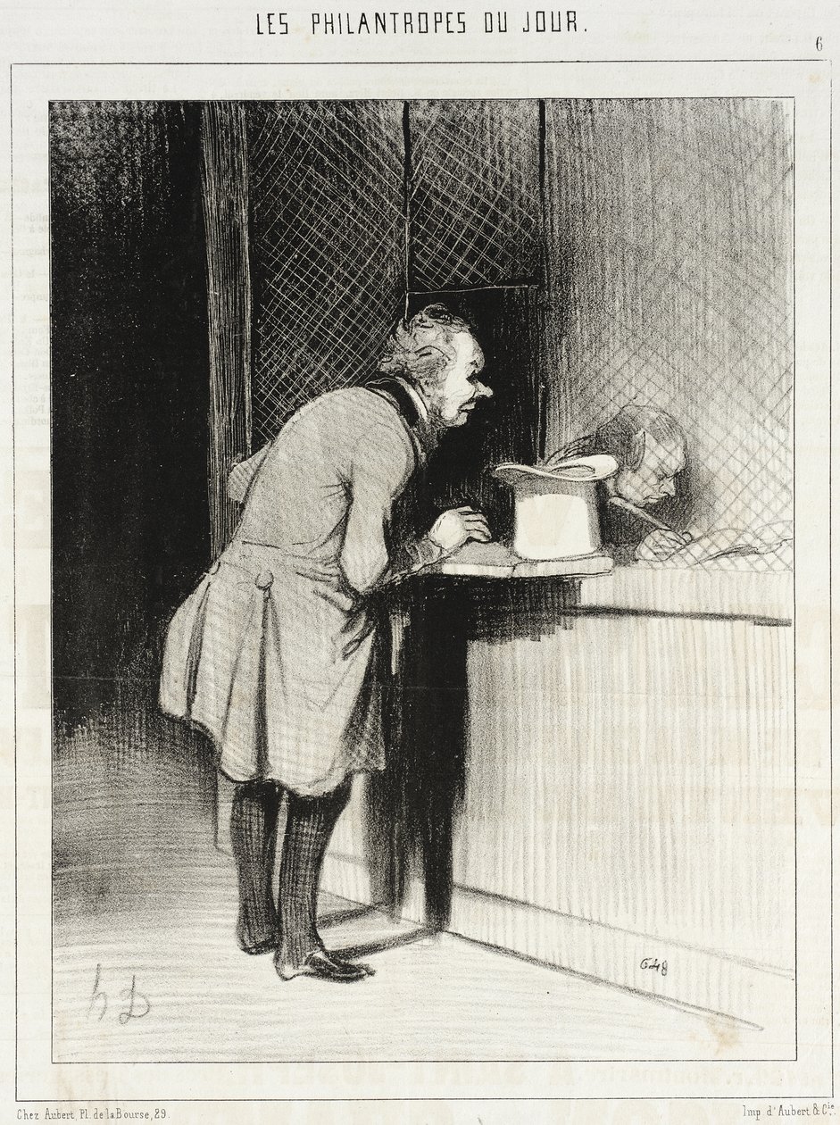 Herr, jag vill anmäla mig till insamlingen för jordbävningen i Batignoles... av Honoré Daumier