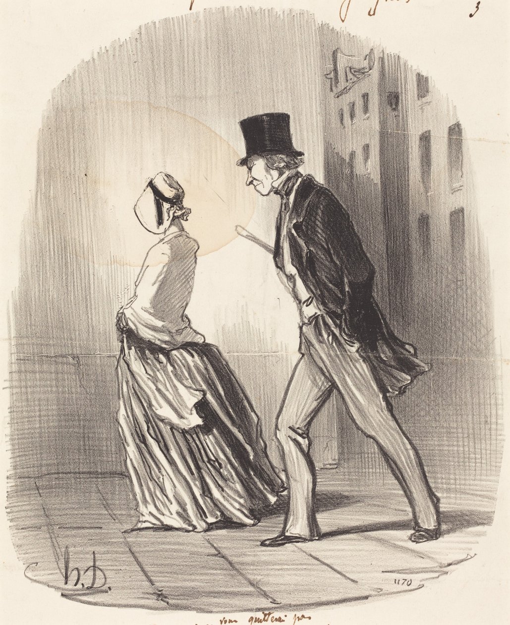 Nej, frun, jag kommer inte att lämna er... av Honoré Daumier