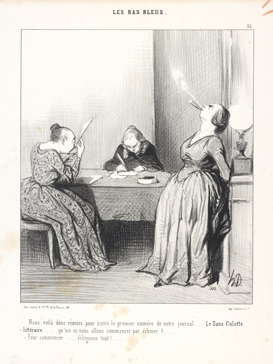Här är vi alltså samlade för att skriva första numret av vår tidning... Le Sans Culotte littéraire... vad ska vi börja med att slita sönder?... Till att börja med... sliter vi sönder allt! av Honoré Daumier