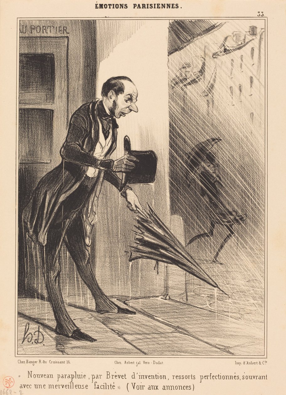 Nytt paraply, patenterat... av Honoré Daumier