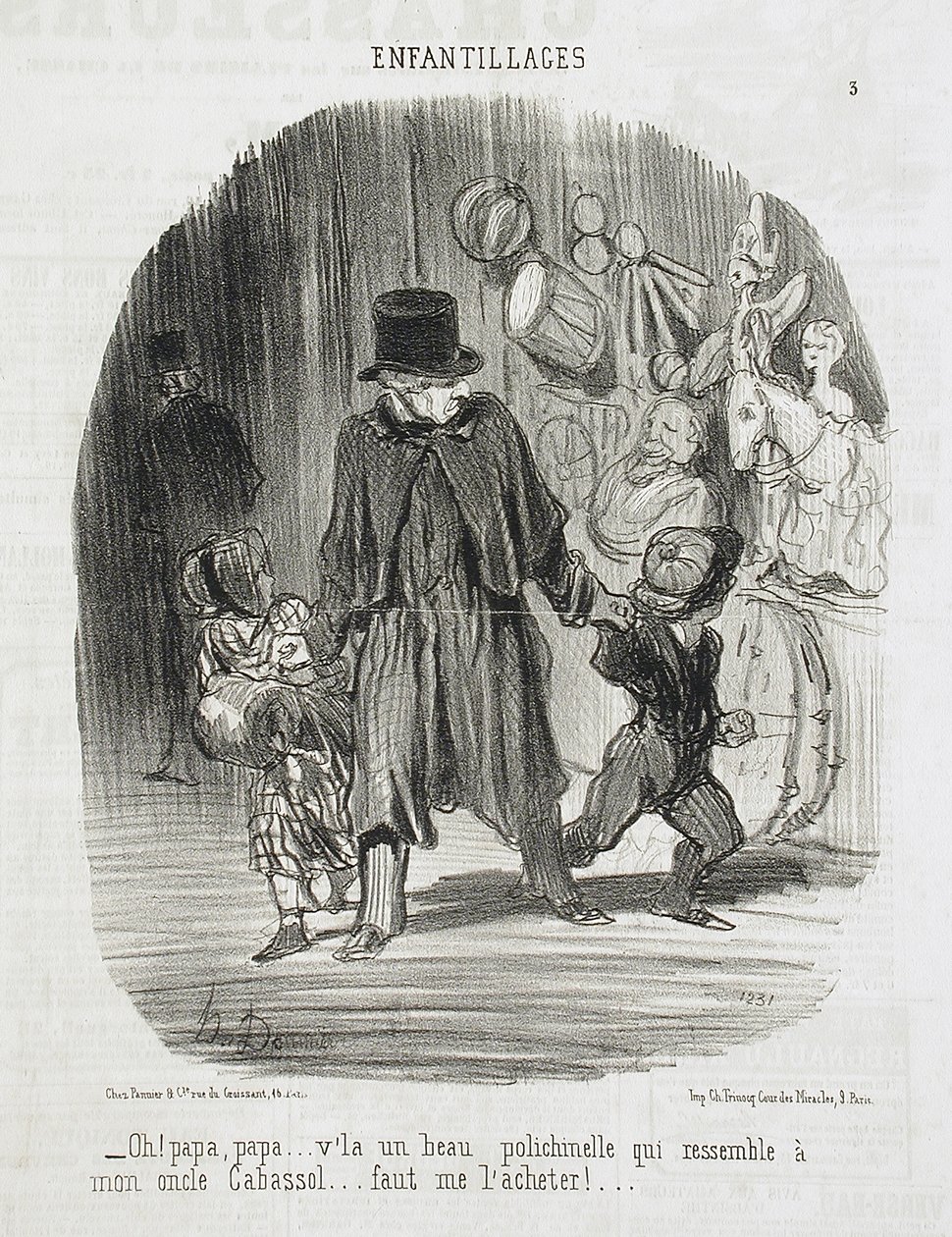Åh! Pappa, pappa... där är en vacker Polichinelle... av Honoré Daumier