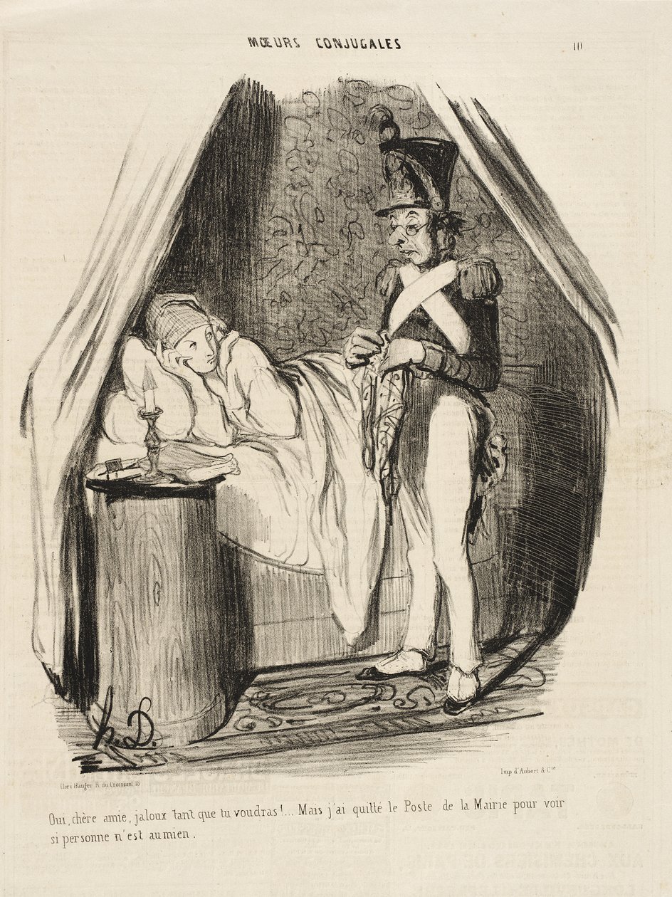 Ja, kära väninna, svartsjuk så mycket du vill!... av Honoré Daumier