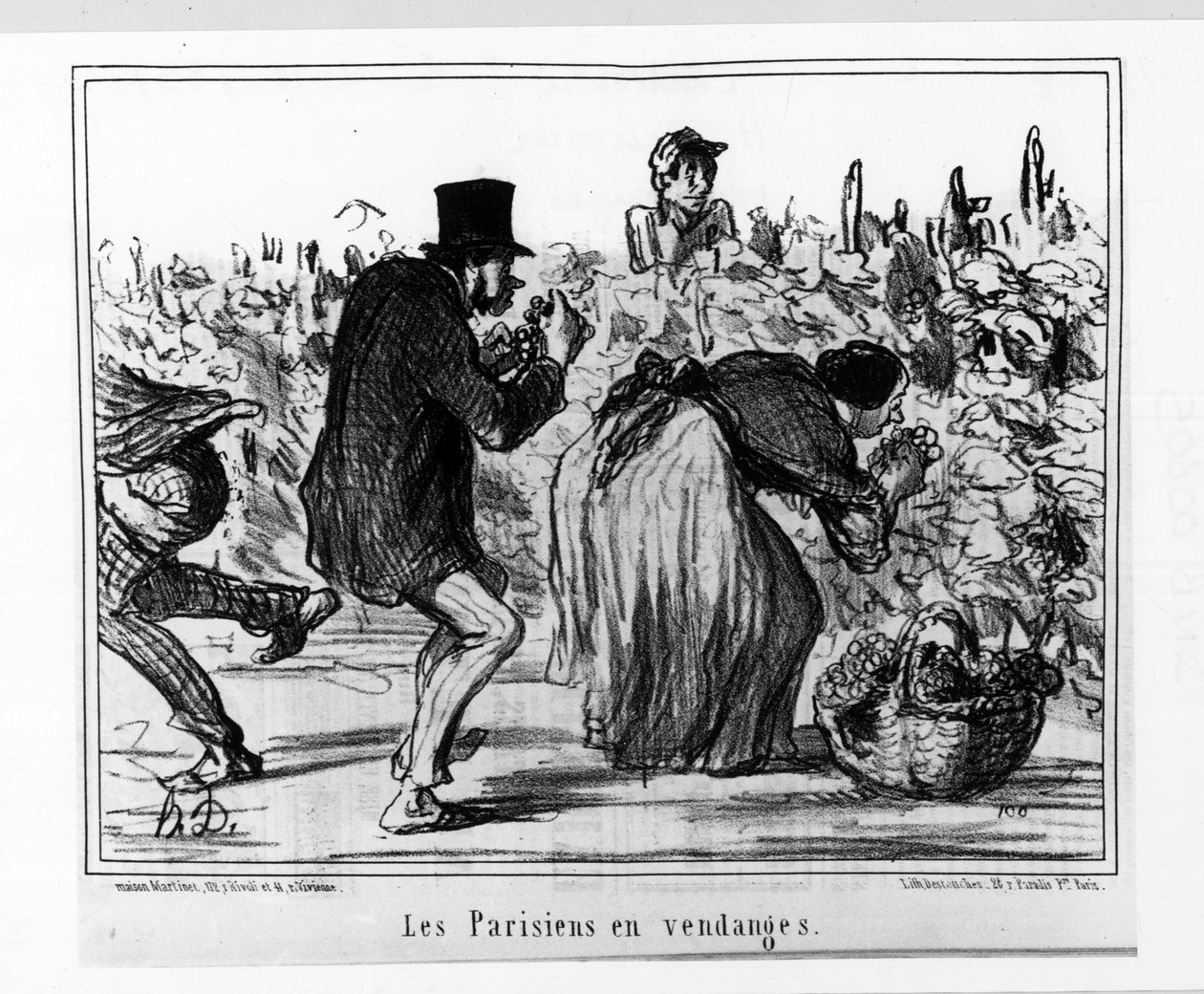 Parisiska skisser: Parisians in harvest - av Daumier, i "" Charivari"" från 1857-10-02 av Honoré Daumier