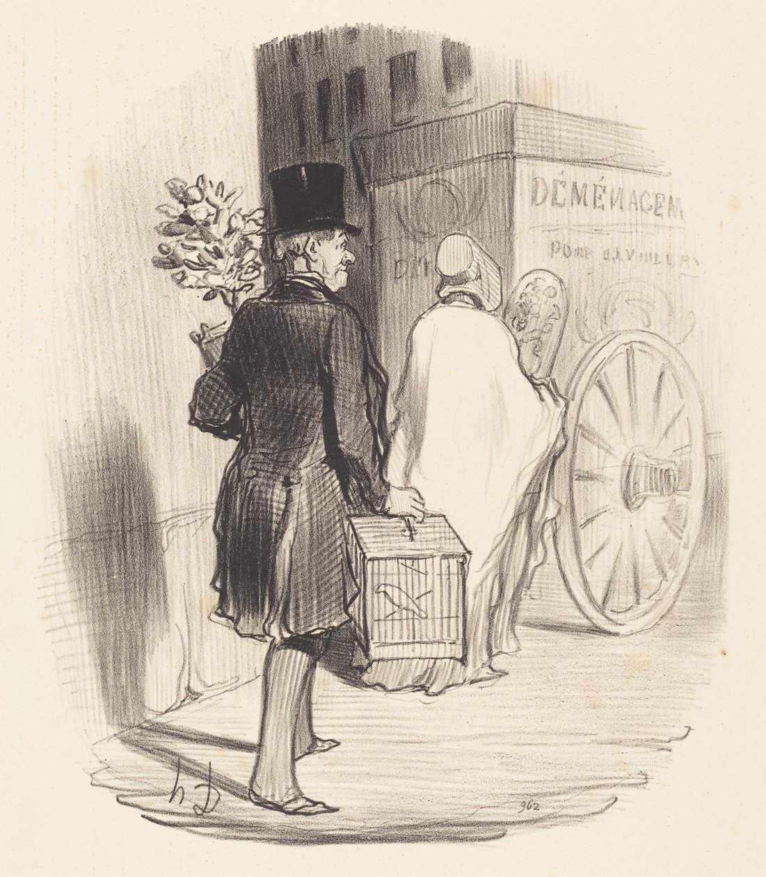 Parisian transporterar till ett annat distrikt... av Honoré Daumier