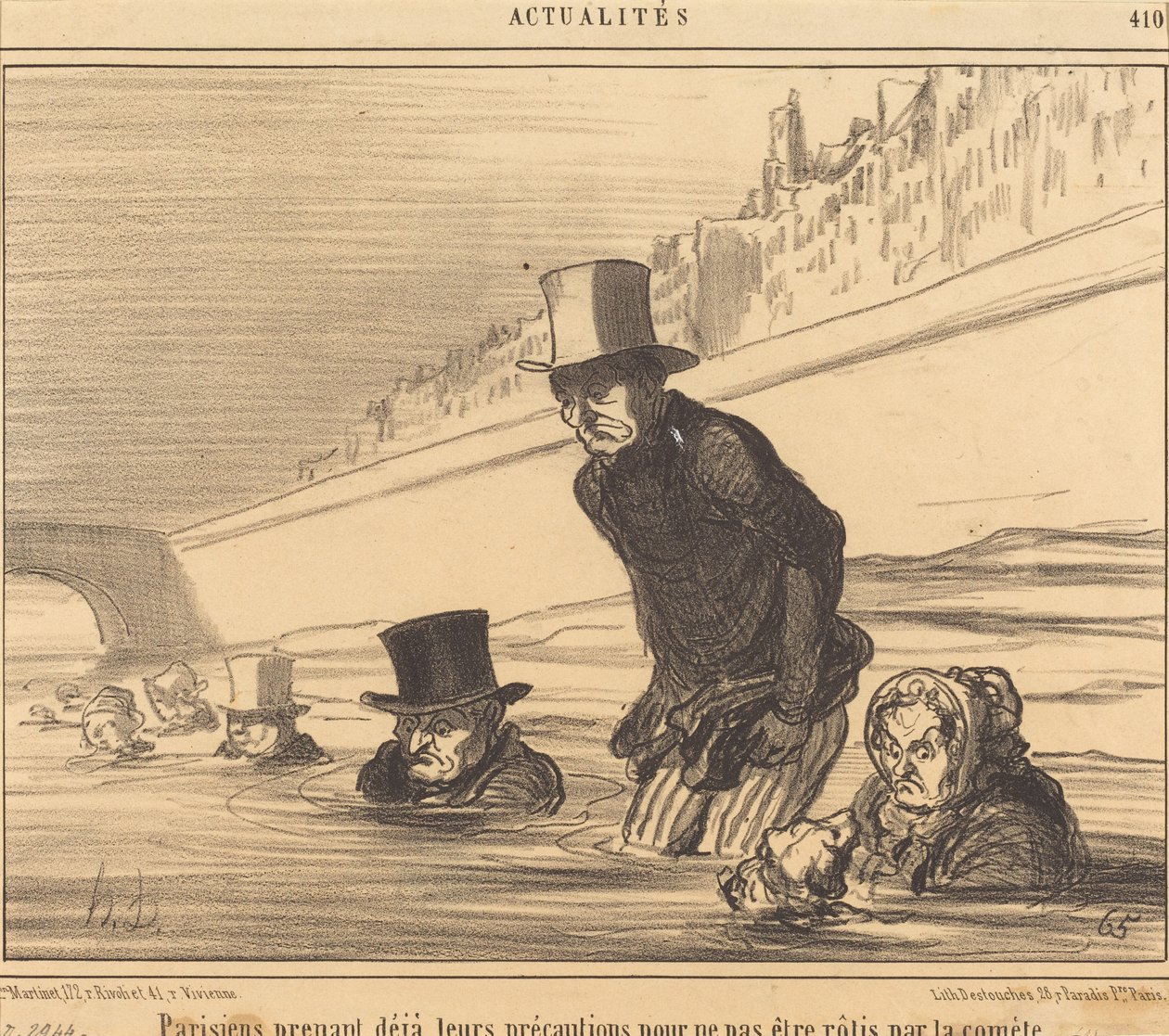 Parisare vidtar... sina försiktighetsåtgärder... av Honoré Daumier