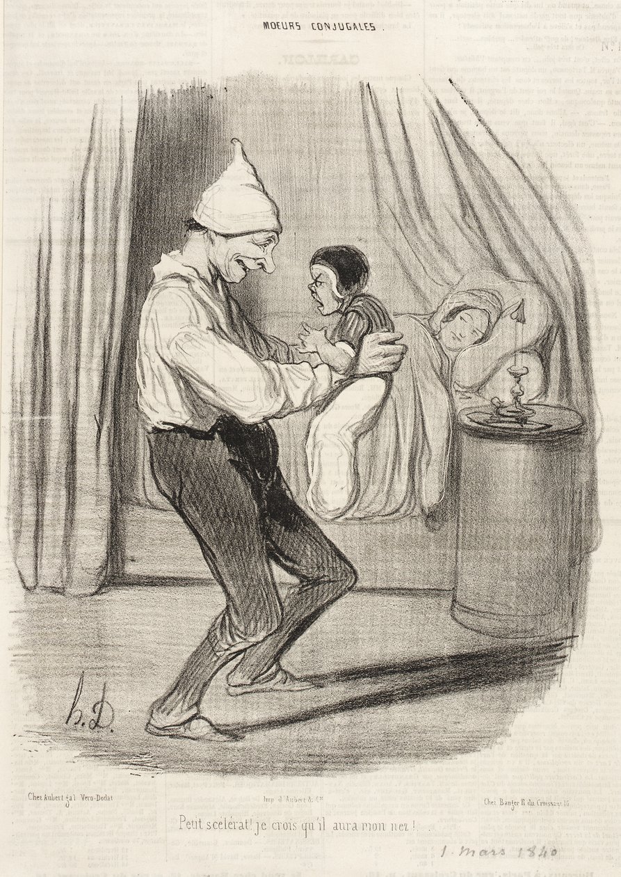 Lilla skurk! Jag tror att han kommer att få min näsa... av Honoré Daumier
