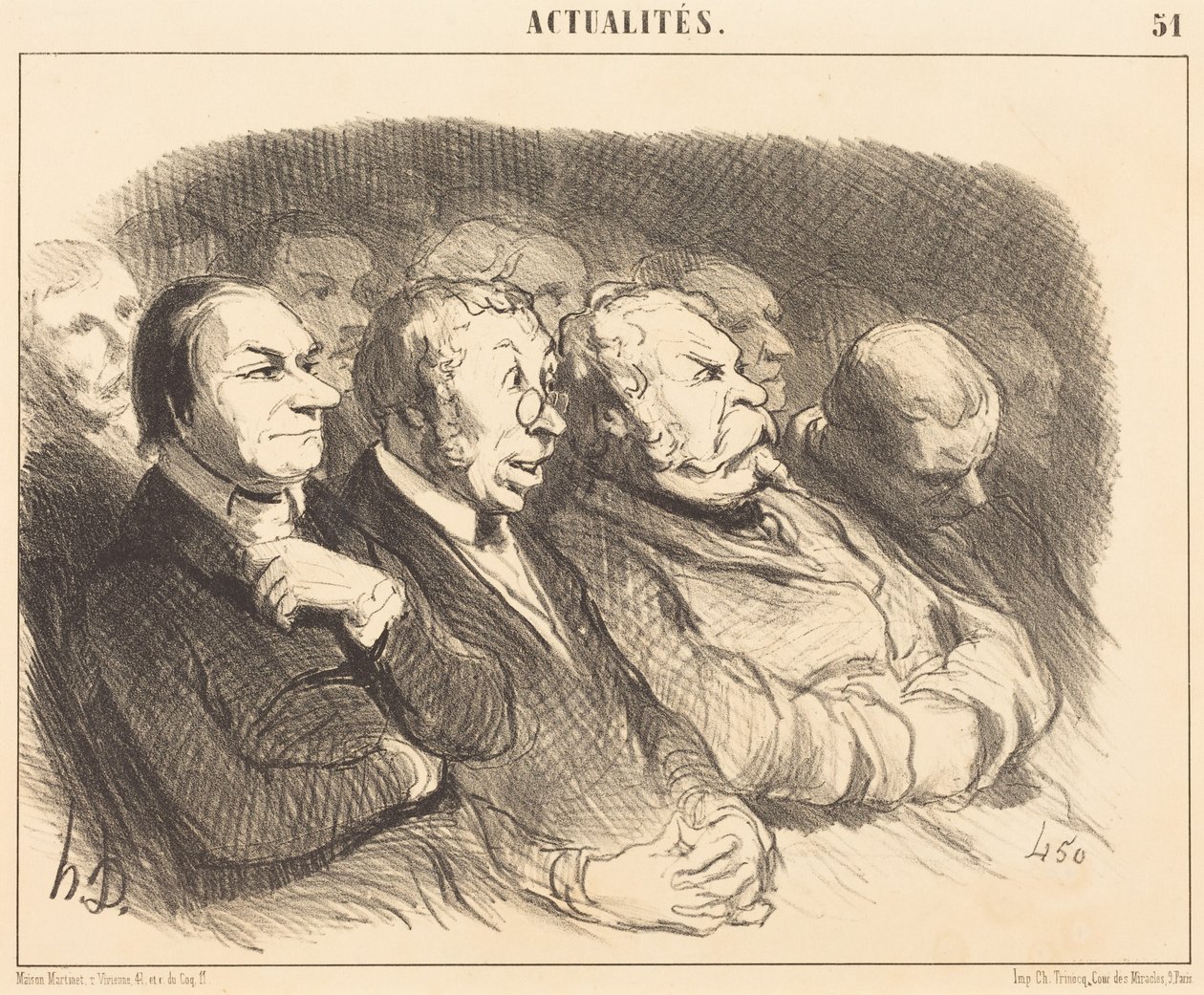 Åskådarnas fysionomier vid Porte Saint-Martin... av Honoré Daumier