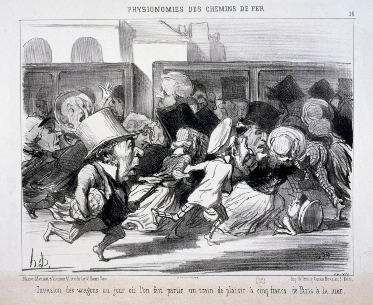Järnvägarnas fysionomier nr 10: Vagnarnas invasion en dag då man låter avgå... av Honoré Daumier