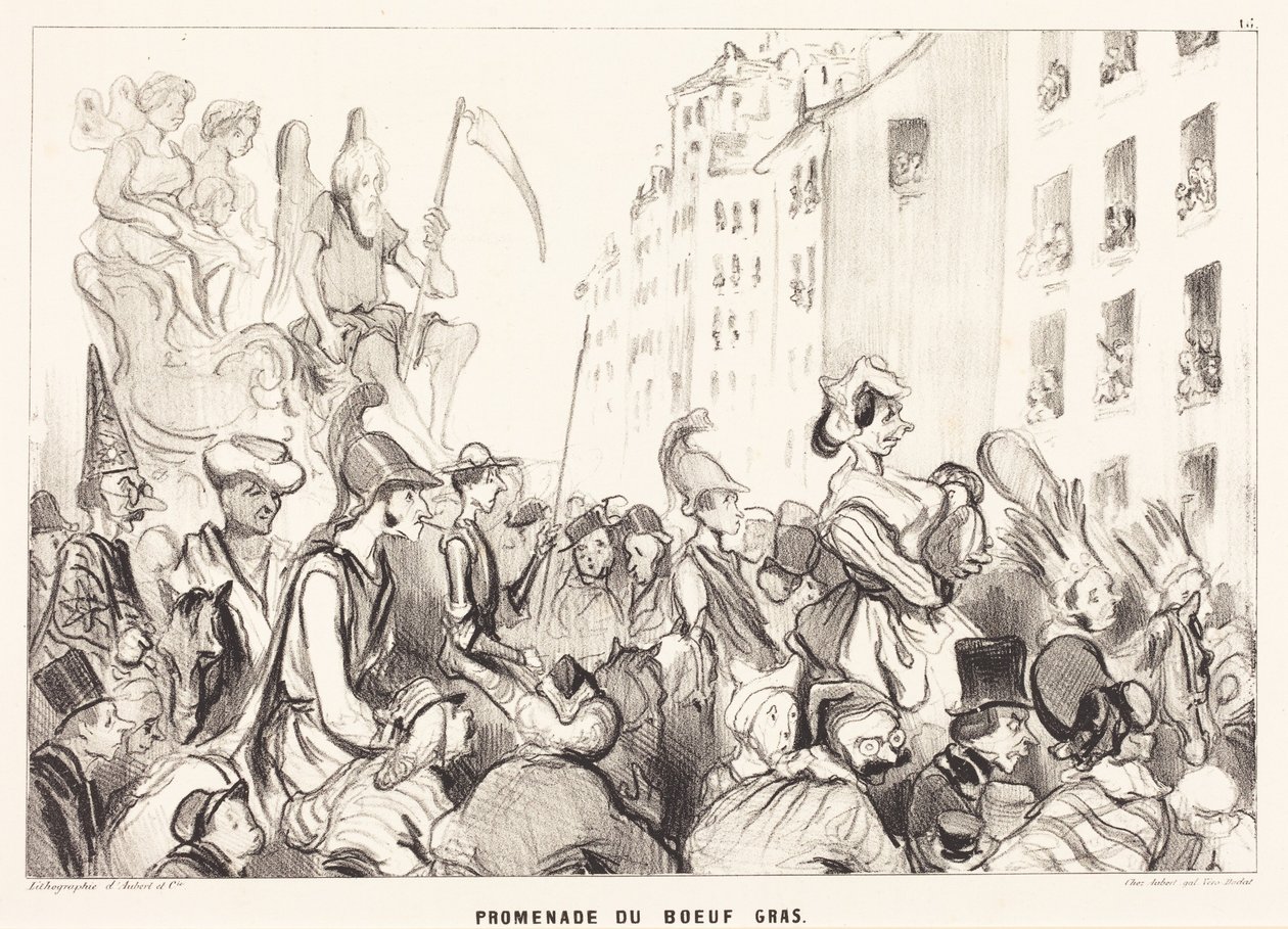 Processionen med den feta oxen av Honoré Daumier