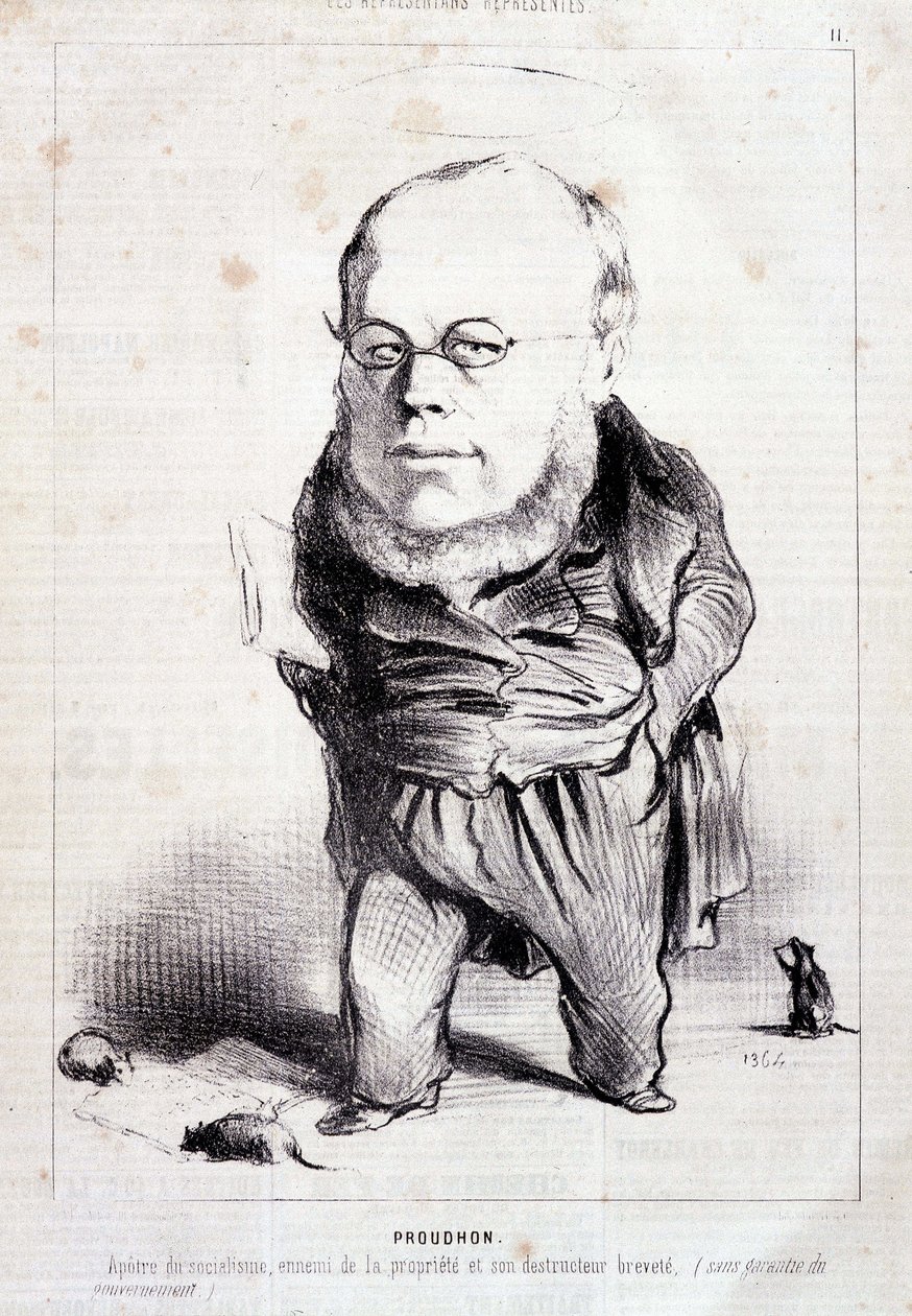Proudhon, "" socialismens apostel, egendomens fiende och dess patenterade förstörare"" - av Daumier, i "" Charivari"" av 1849-01-06 av Honoré Daumier