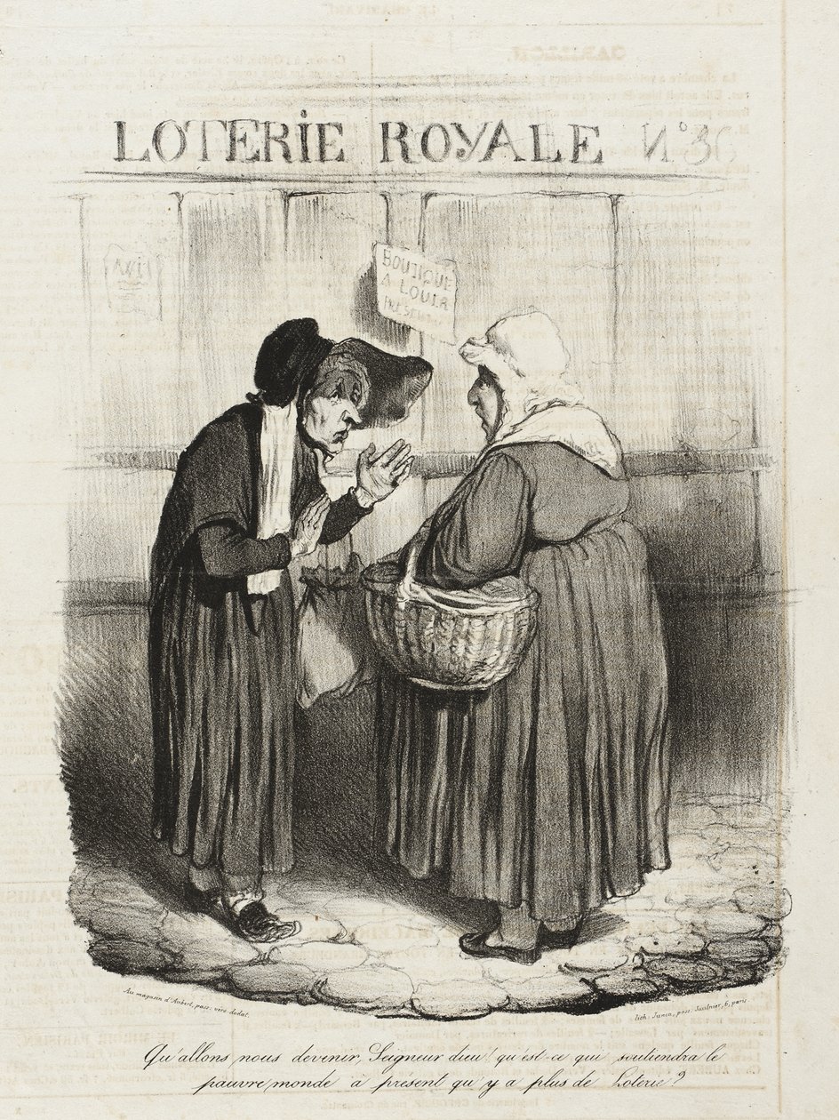 Vad ska det bli av oss, Herre Gud? Vad håller den stackars världen uppe... av Honoré Daumier