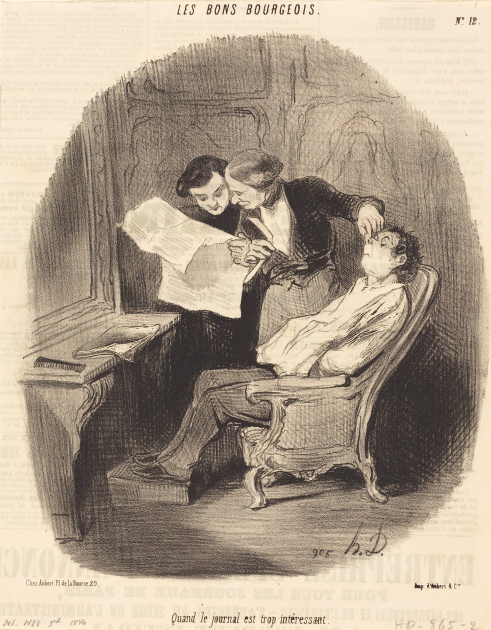 När tidningen är alldeles för intressant av Honoré Daumier