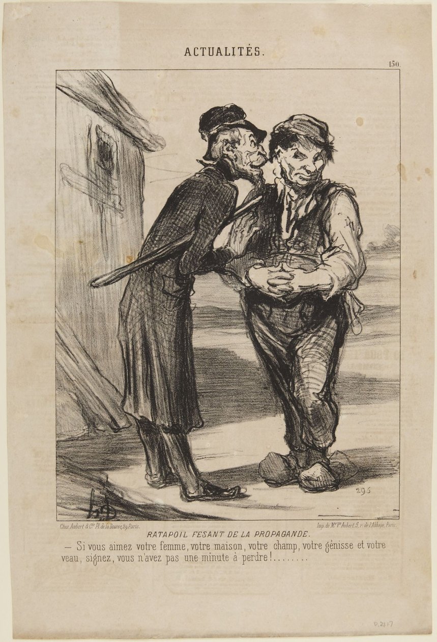 Ratapoil, propagandans fasan, nummer 150 ur serien Actualités från Le Charivari av Honoré Daumier