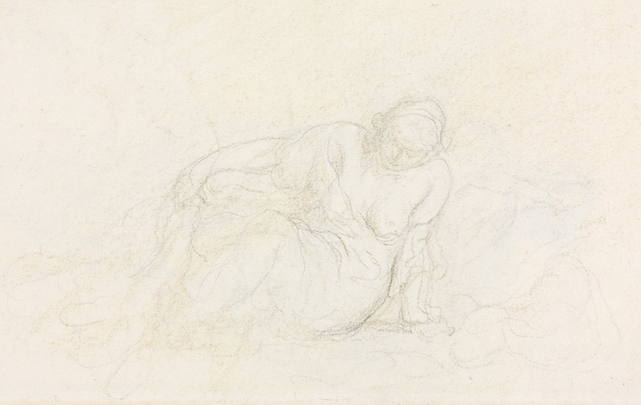 Liggande kvinna lutad på sin arm (verso) av Honoré Daumier