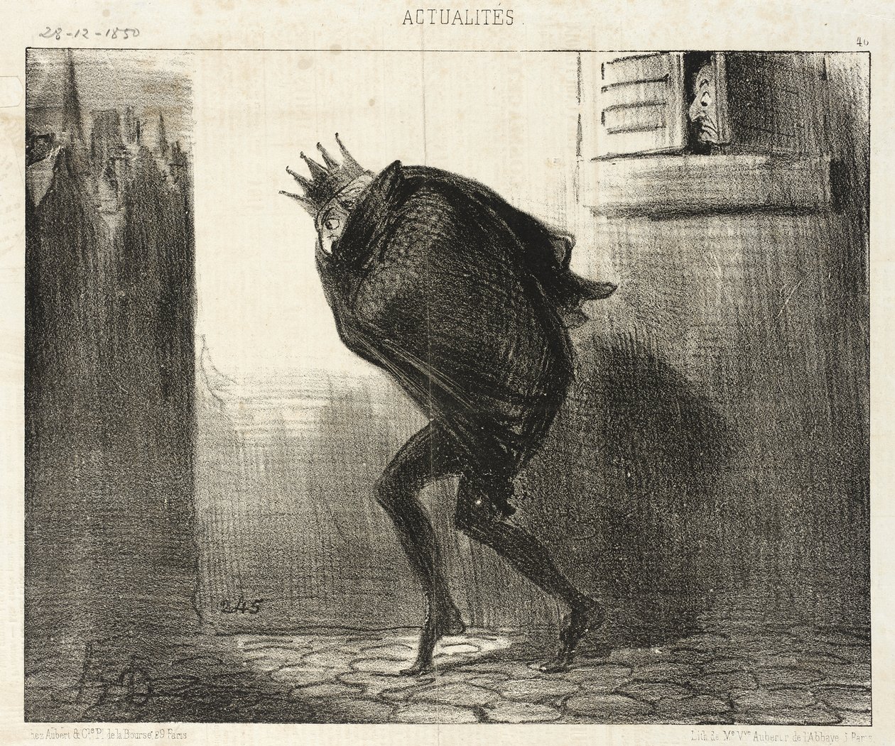 Kurfursten av Hessens nattliga återkomst till sin goda stad Kassel... av Honoré Daumier
