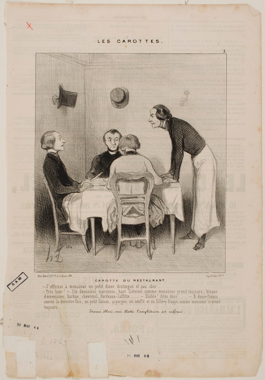 Bedrägeri på restaurangen av Honoré Daumier