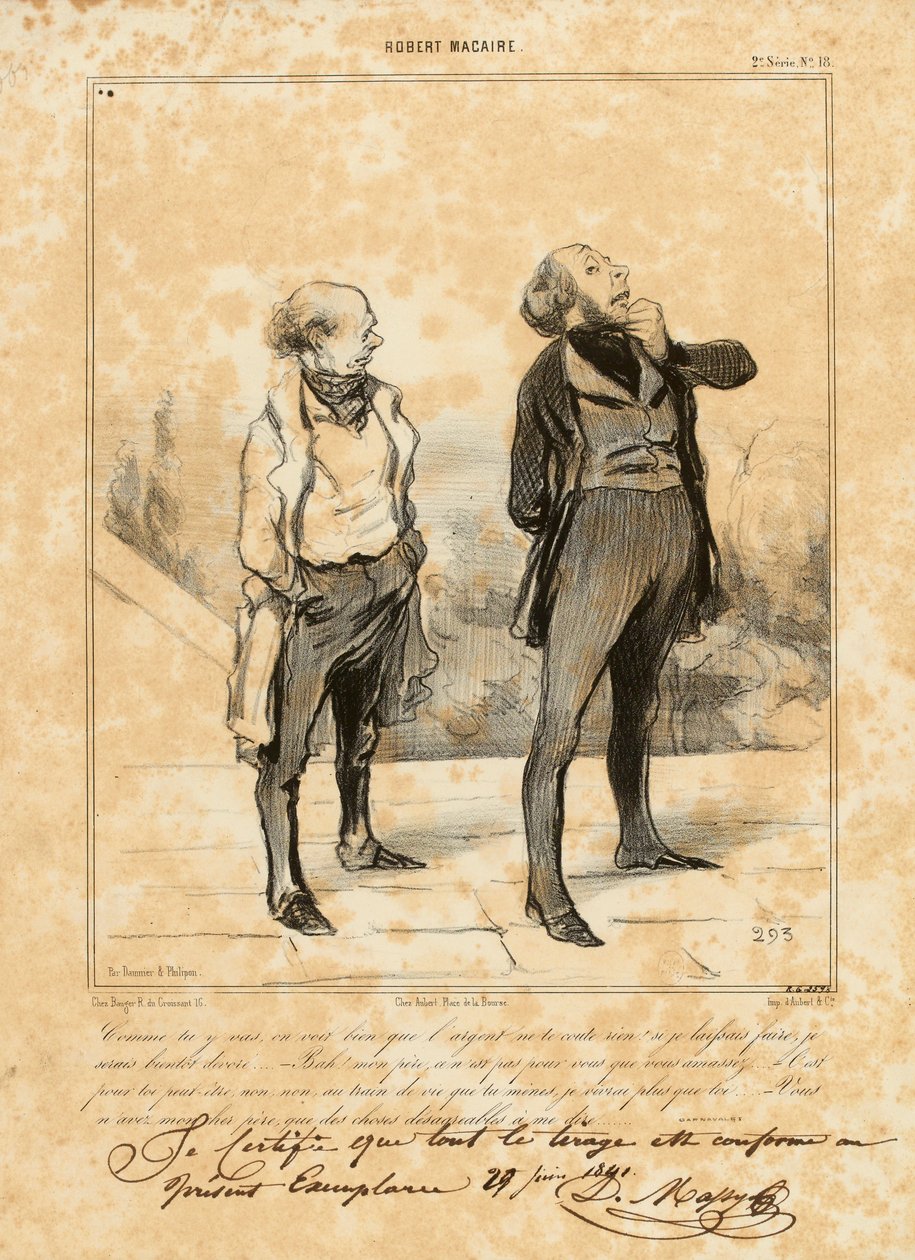 Robert Macaire Nr. 18: Wie du vorgehst, man sieht, dass Geld dir nichts kostet... av Honoré Daumier