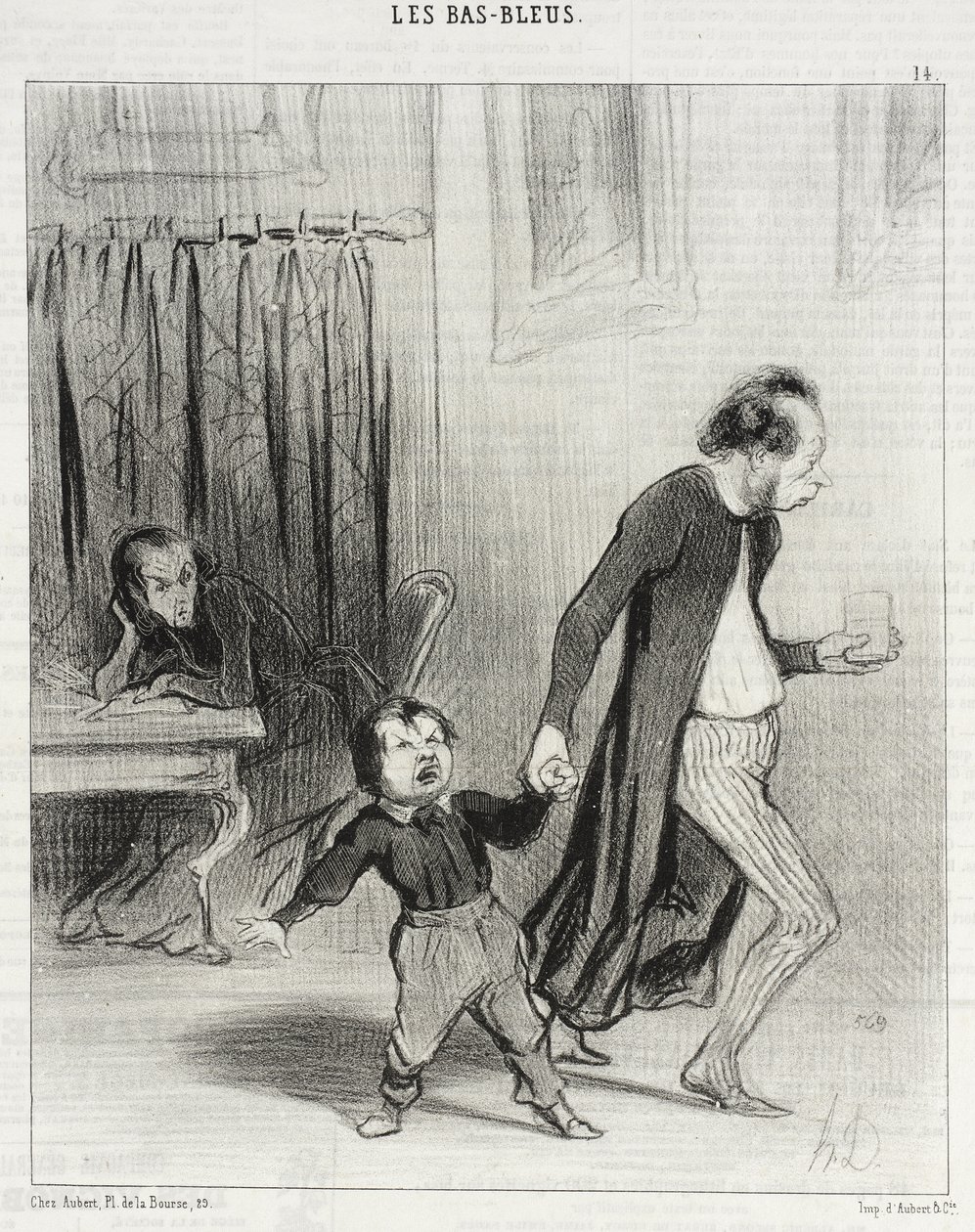 Din förbannade liderliga unge, ge dig av! av Honoré Daumier