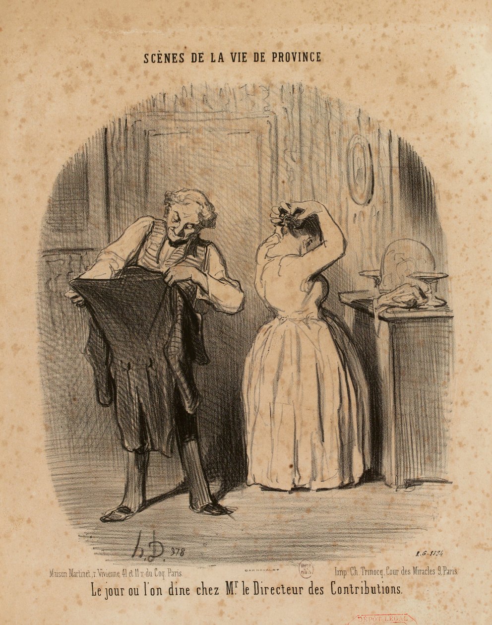 Scener ur provinslivet. Dagen då man äter middag hos herr direktören ... av Honoré Daumier