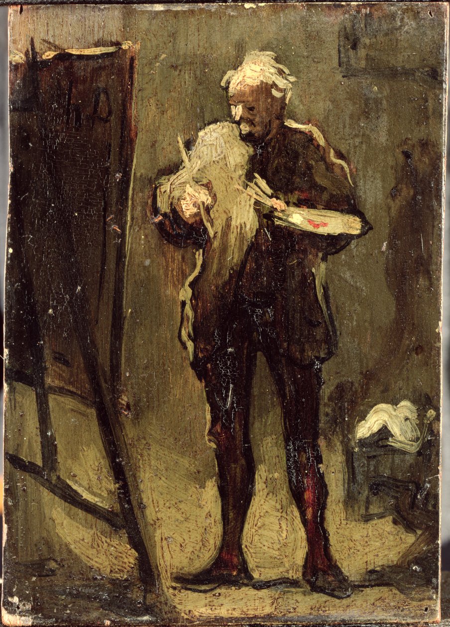 Självporträtt (olja på panel) av Honoré Daumier