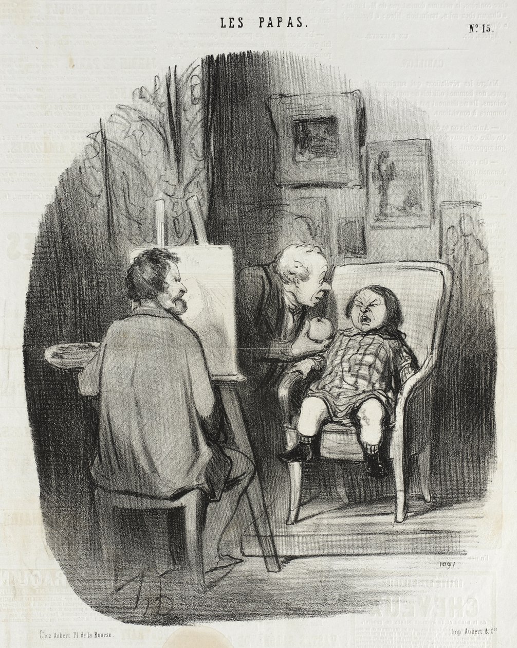 Det enda sättet att få ett barn att posera med frukt... av Honoré Daumier