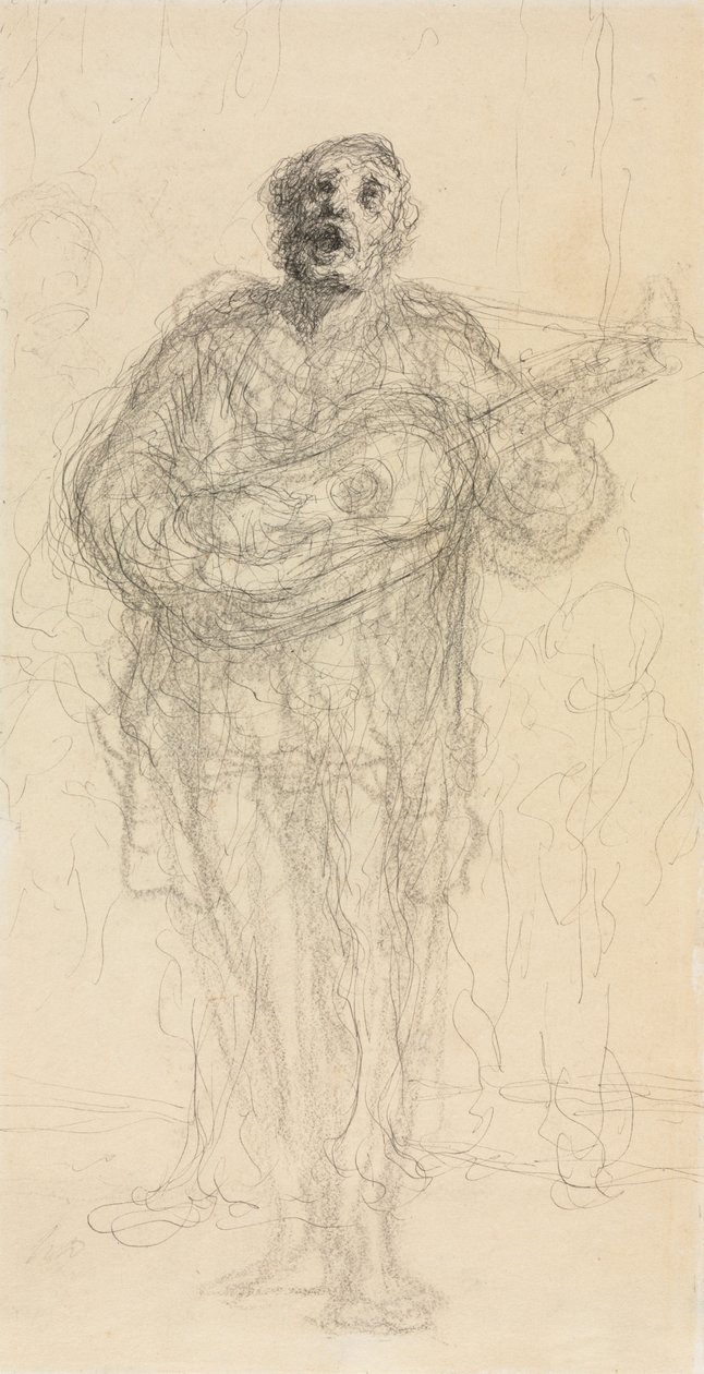 Sjungande gitarrist (recto) av Honoré Daumier