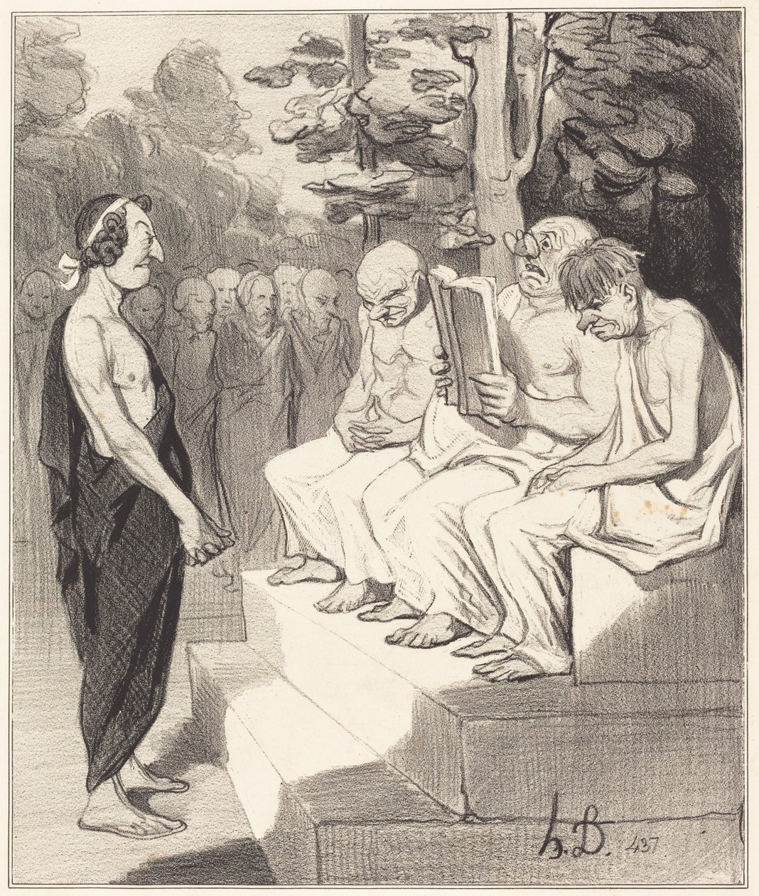 Telemakhos utfrågad av de vise av Honoré Daumier