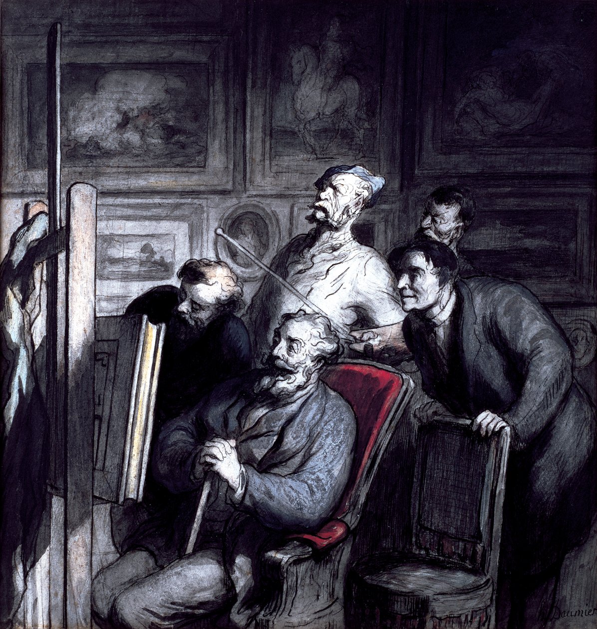 Amatörerna, efter 1862 (krita, w/c bläck & gouache på papper) av Honoré Daumier