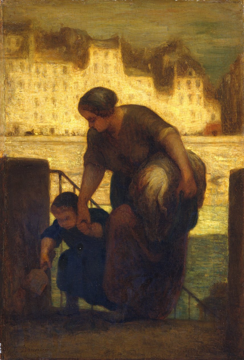 The Laundress, ca 1863 (olja på trä) av Honoré Daumier