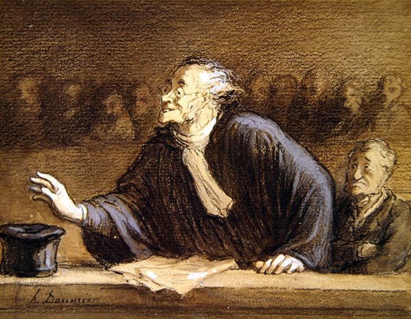 Advokaten (akvarell & krita på papper) av Honoré Daumier