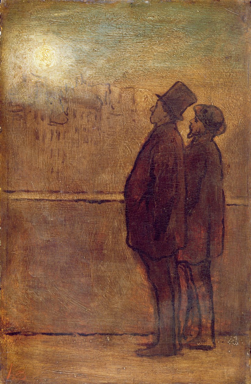 Nattvandrarna (olja på tavla) av Honoré Daumier