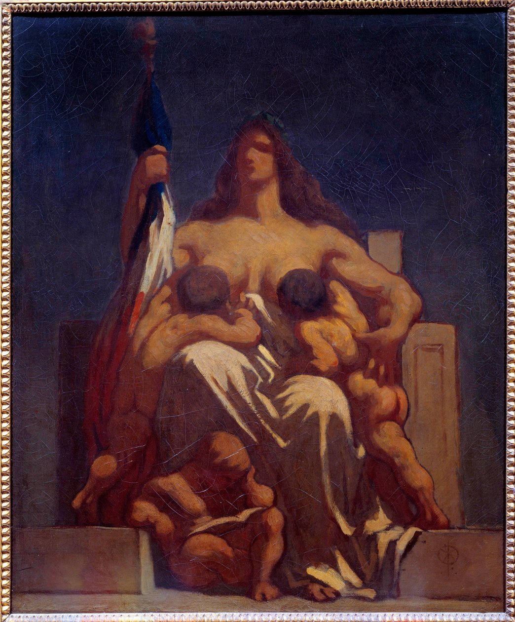 Republique Allegorie de France ammar sina barn. Skiss av Honore Daumier (1808-1879) 1848 Sön. 0,73x0,60 m Paris, Orsay-museet av Honoré Daumier