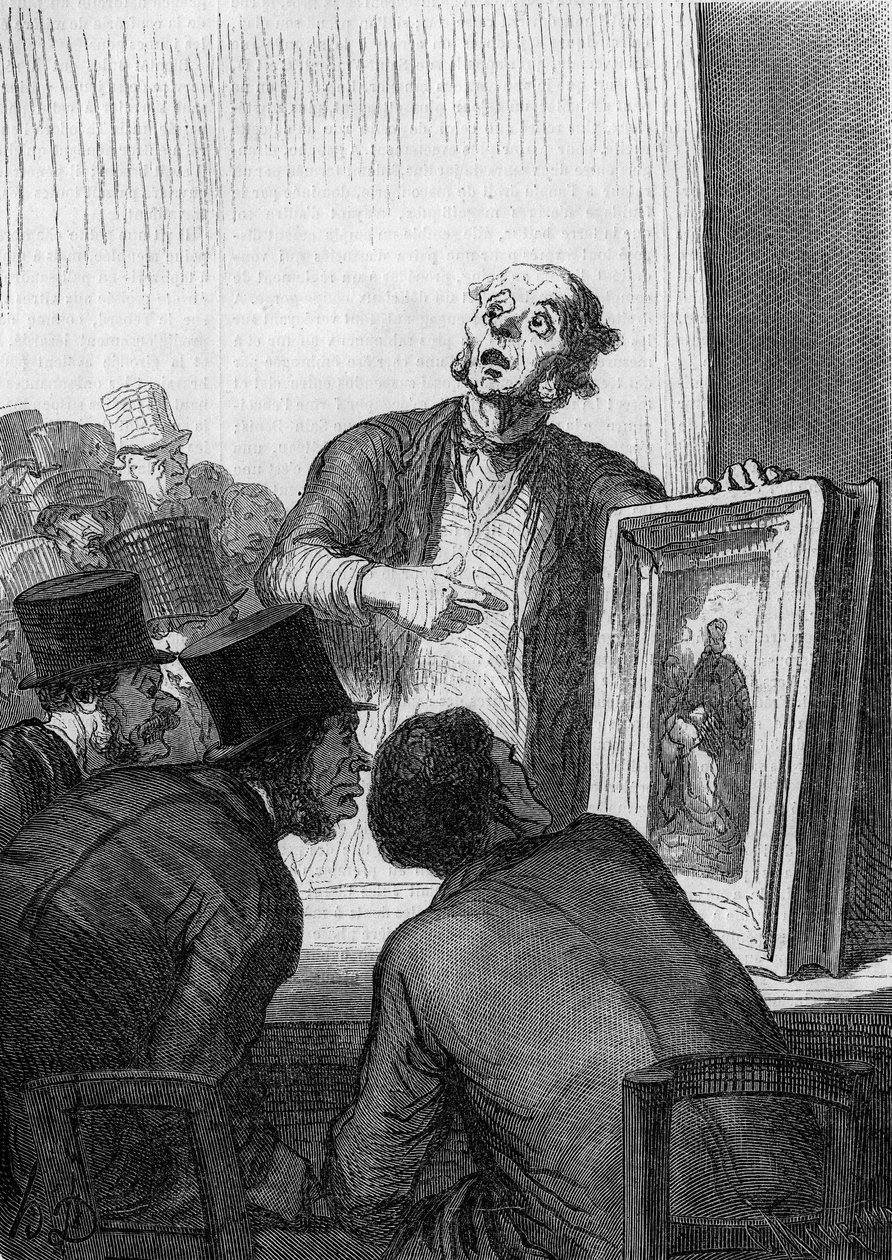 Auktionshuset: konstexperten. Karikatyr av Honore Daumier (1808-1879). Gravyr i "" Le Monde Illustré"" nr 308 den 7 mars av Honoré Daumier