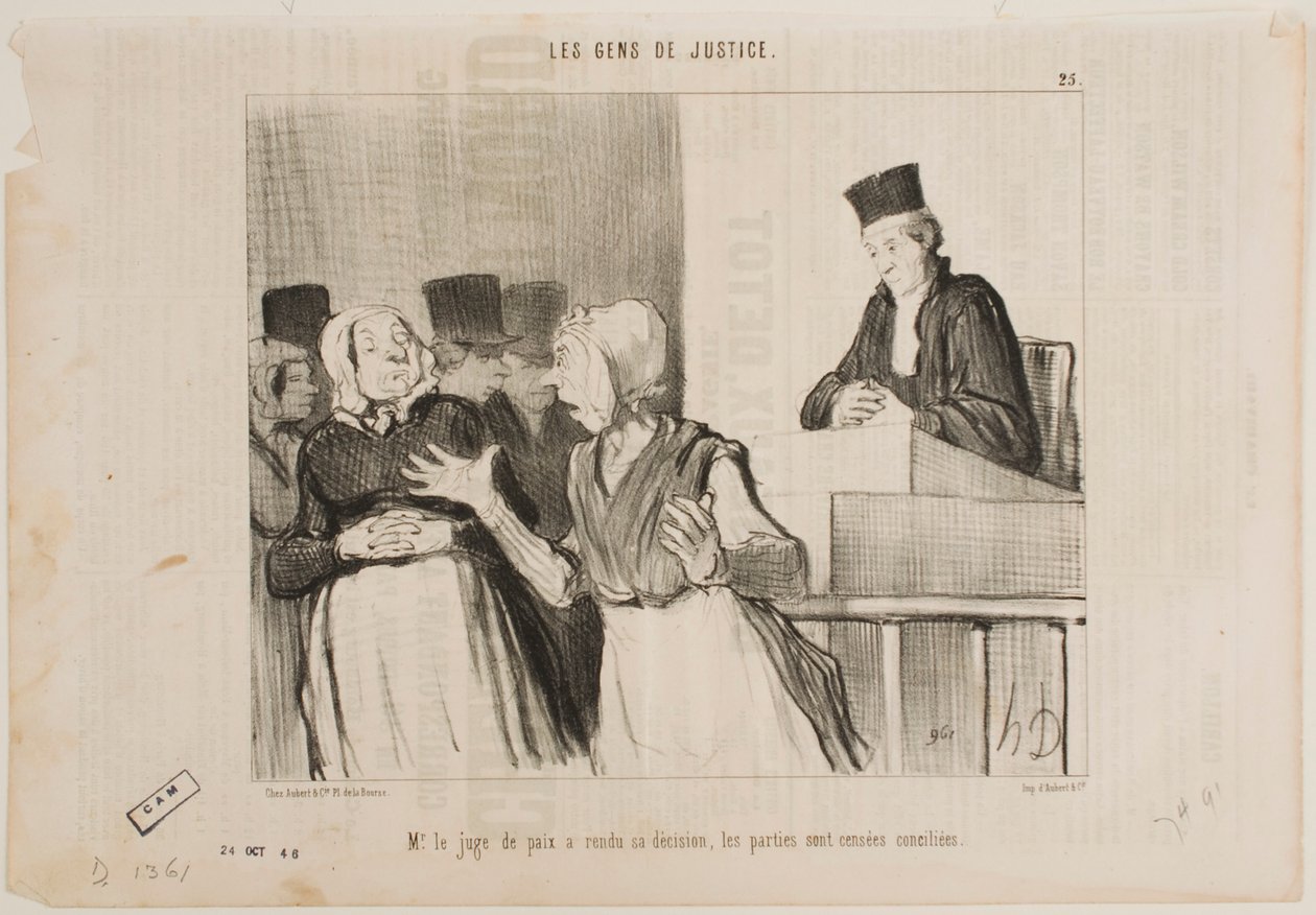 Domaren i förlikningsdomstolen har avkunnat sin dom... alla parter ska försonas. av Honoré Daumier