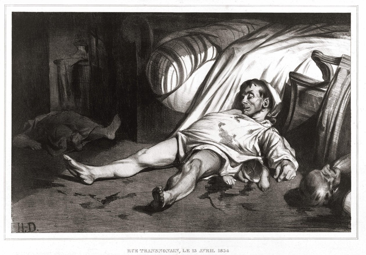 Massakern på rue Transnonain den 14/04/1834 (litografi) 1837 av Honoré Daumier