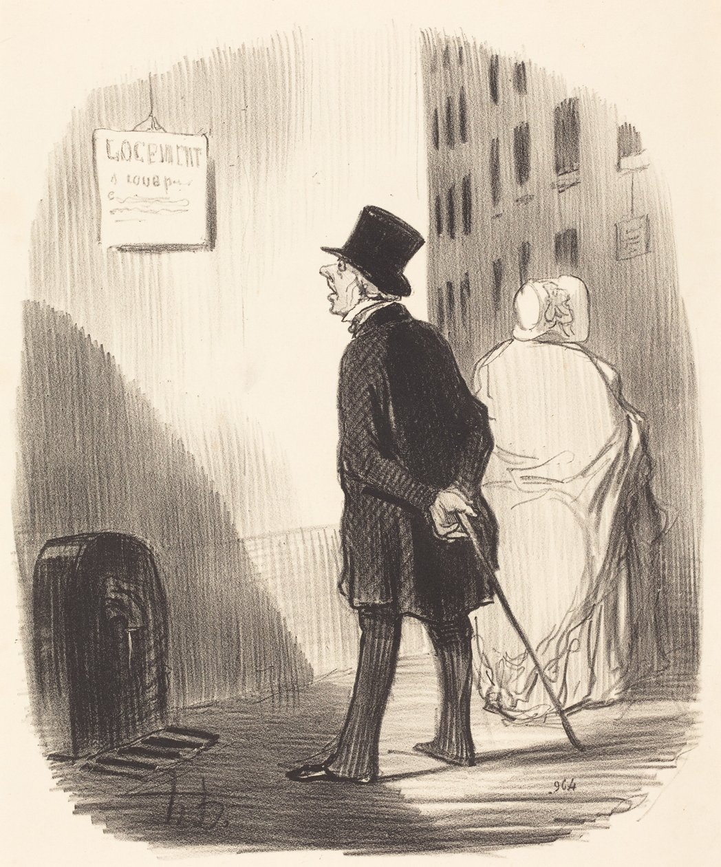 Titta, här är en skylt som min fru körde förbi... av Honoré Daumier