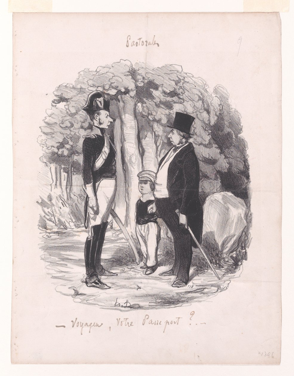 Resande, ert pass?, ur Pastoraler (Romans om lantlivet) av Honoré Daumier