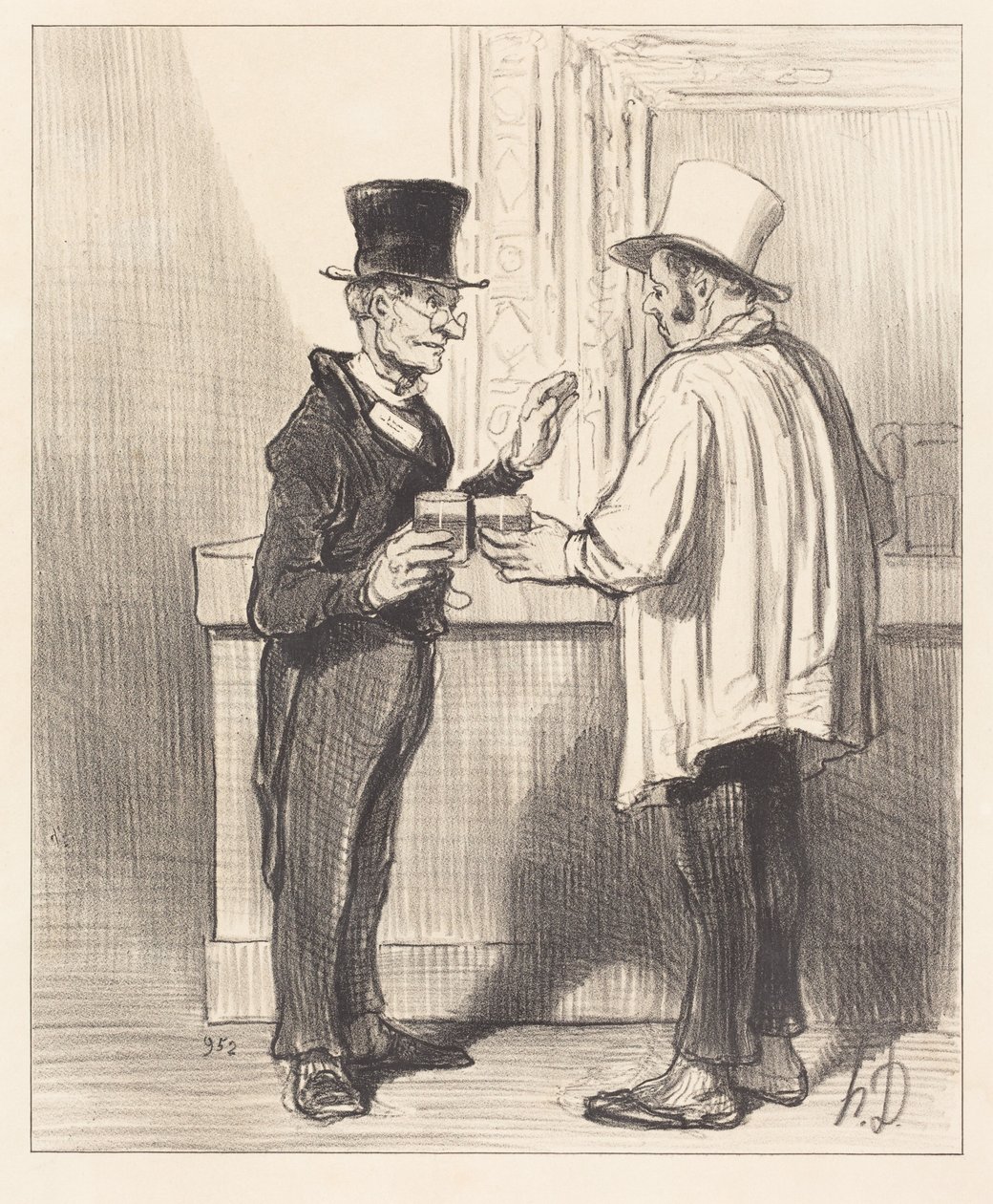 En försvarare... samtalande... i sitt vanliga arbetsrum av Honoré Daumier